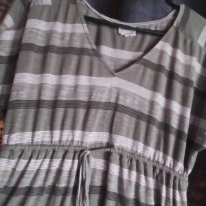 Woman *green and white stripes top